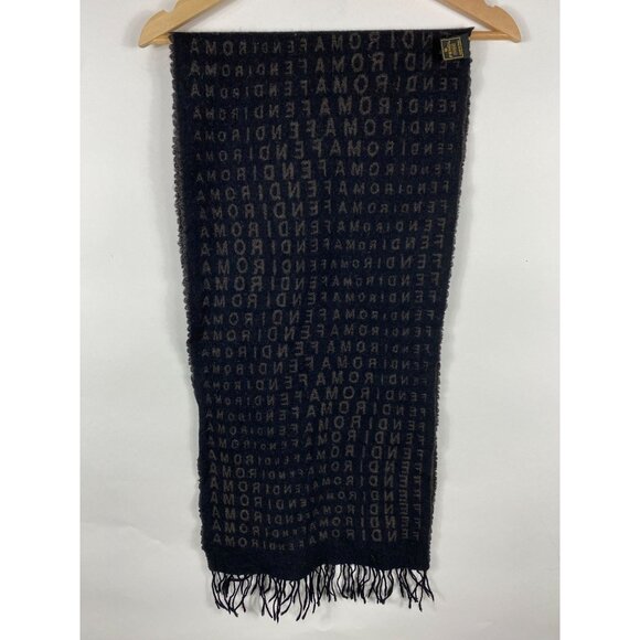 Vintage Fendi Foulard Fendi Roma Monogram Wool/Silk Scarf Made in Italy F302 - Picture 3 of 8